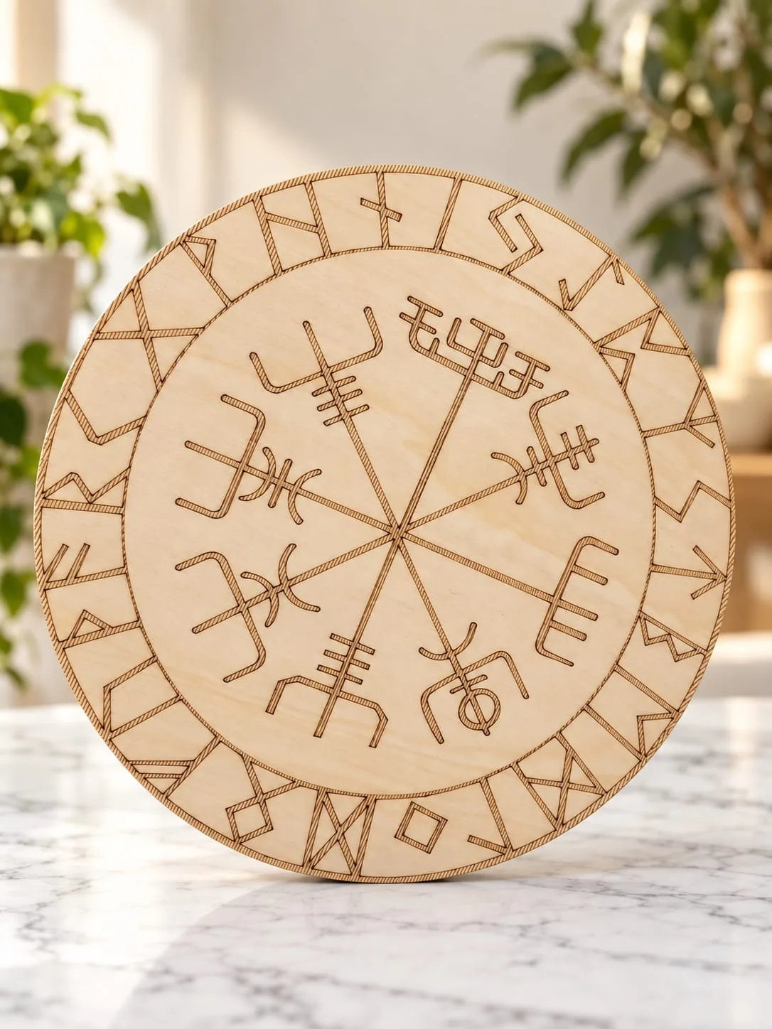 Rejilla de Madera Vegvísir y Runas 30x30 cm