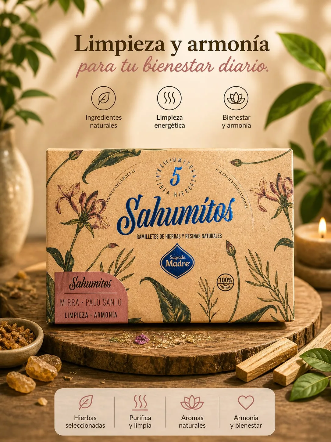 Sahumitos Sagrada Madre X5 - Mirra · Palo Santo
