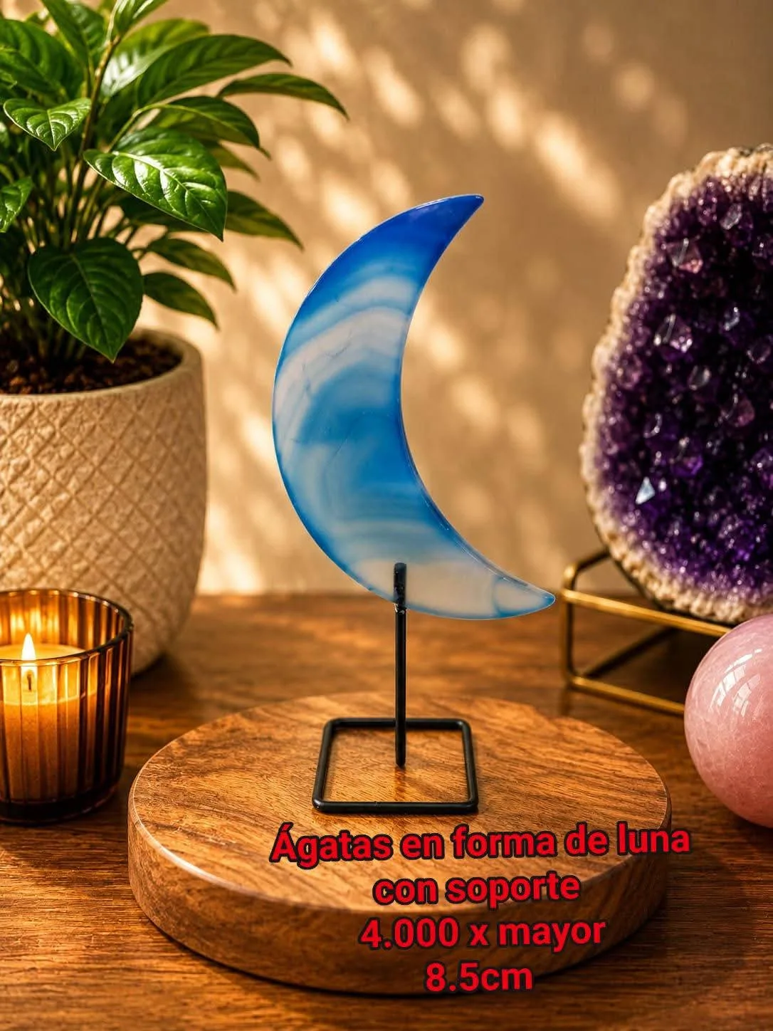 Ágatas en forma de luna con soporte