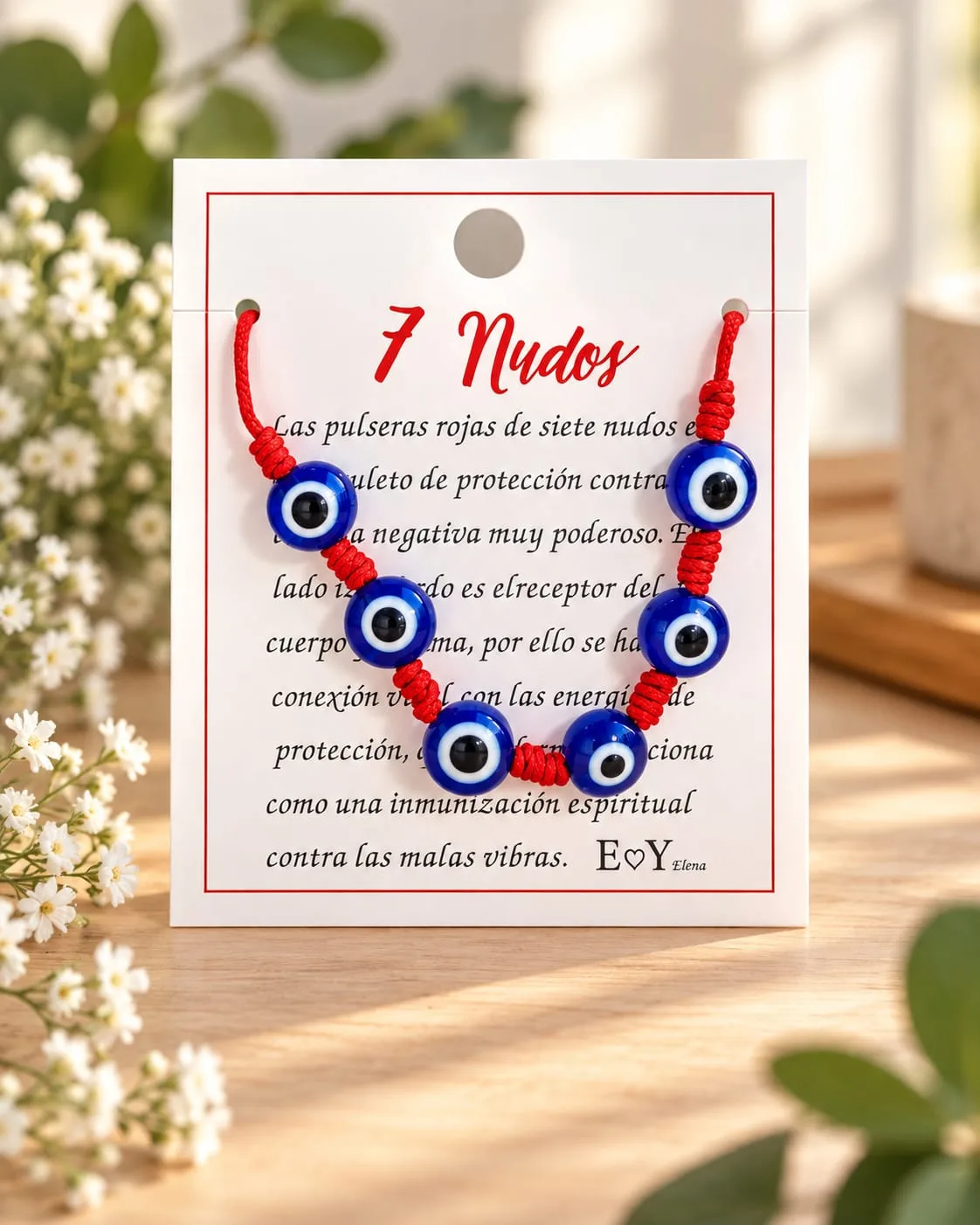 Pulsera 7 Nudos con Ojo Turco Azul