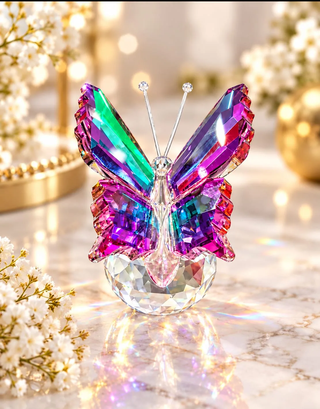 Mariposa Decorativa de Cristal Fucsia