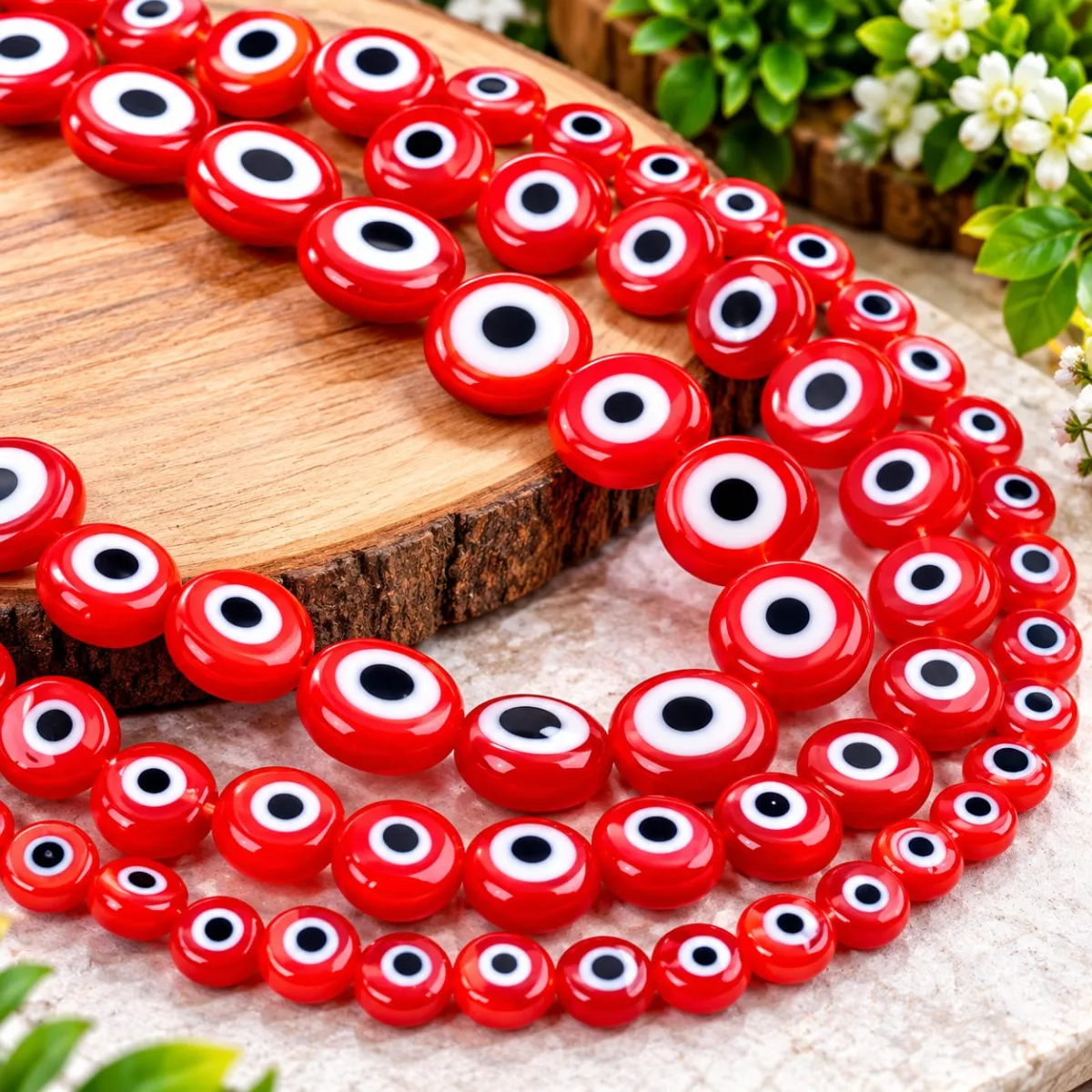 Tiras de Ojo Turco Plano Rojo 4 mm