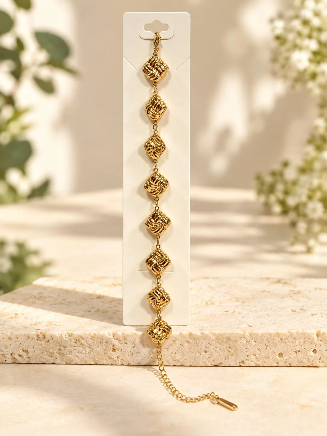 Pulsera de Acero Dorada Rombos Calados