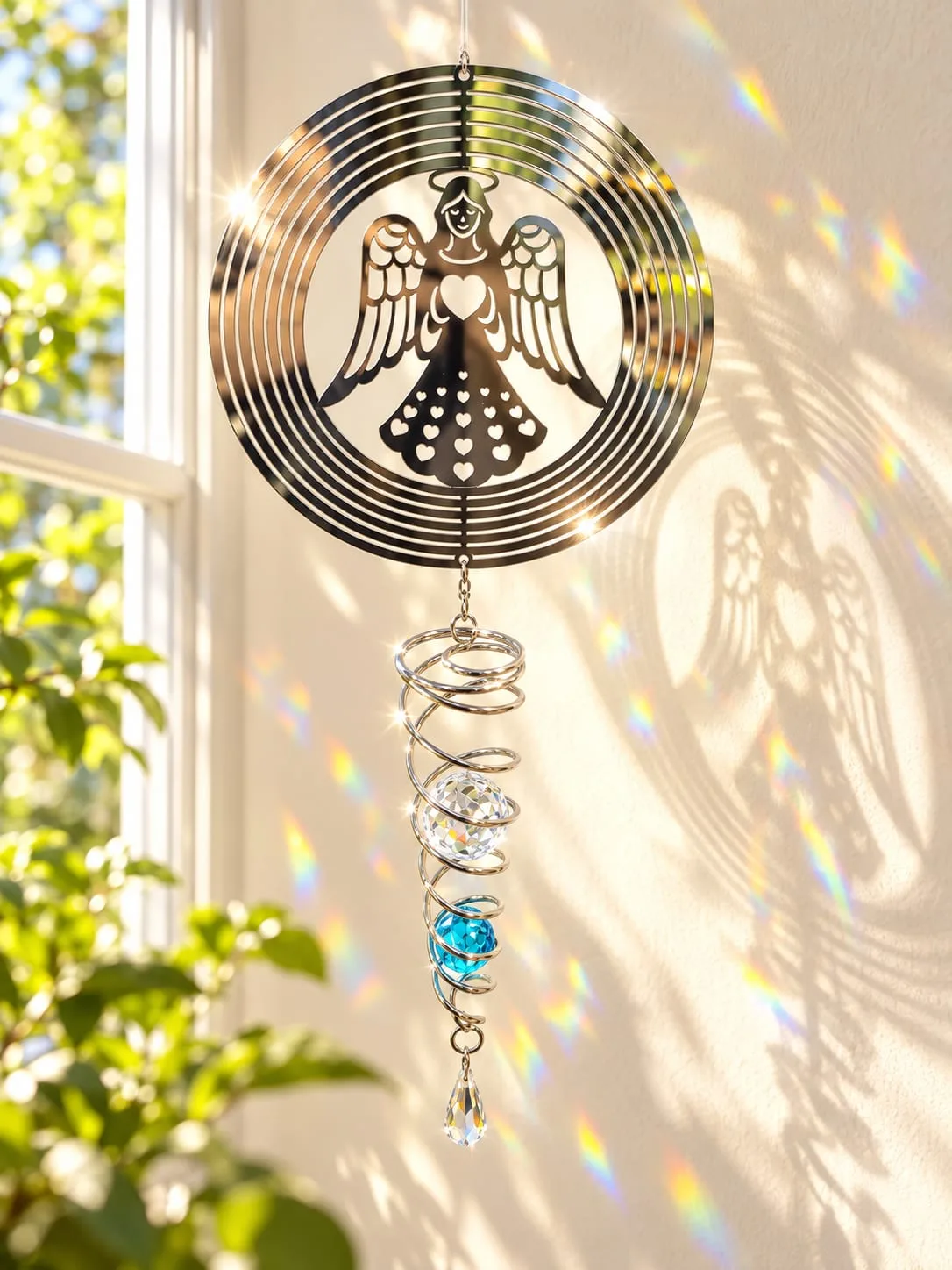 Spinner con Cristal Ángel Plateado