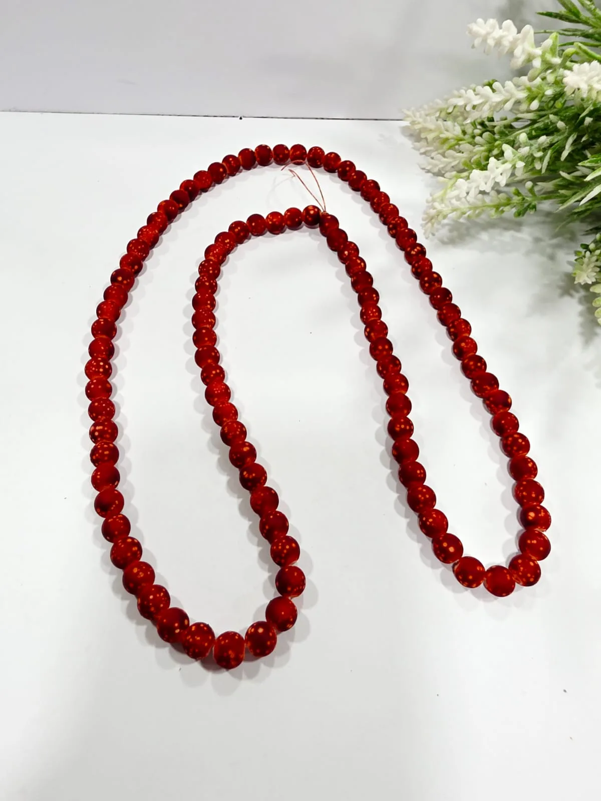 Cuentas de Vidrio Jaspeado 8mm Roja Naranja