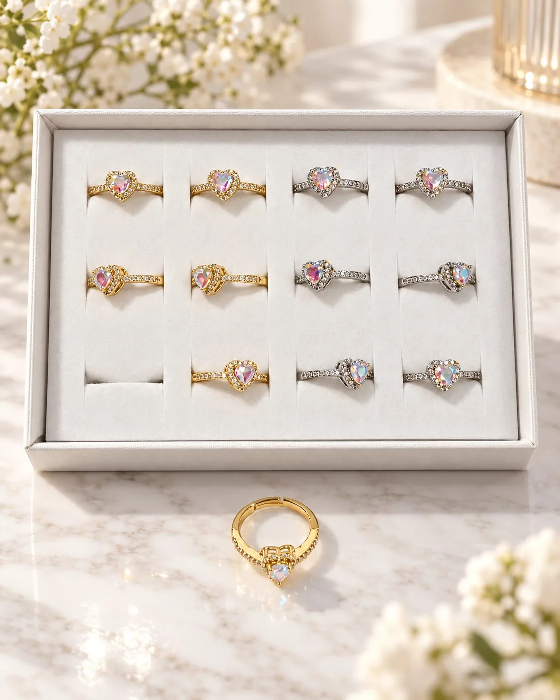 Anillo Ajustable Corazón Tornasol