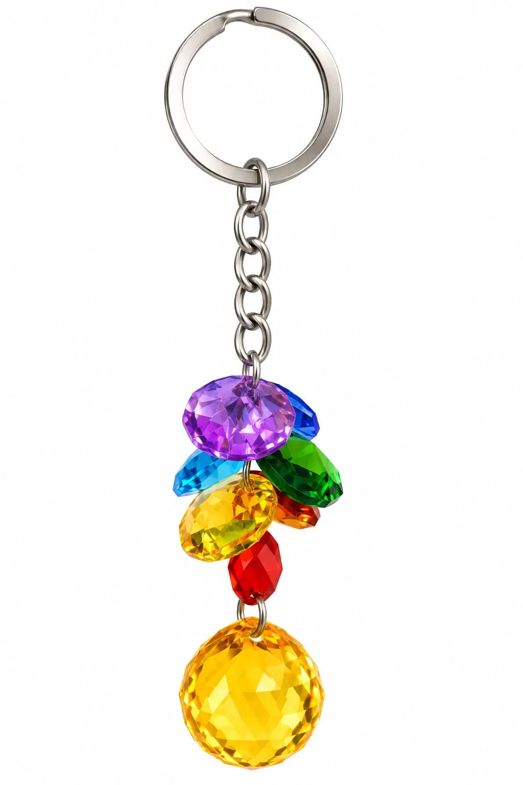 Llavero de Prismas Multicolor con Bola Amarilla