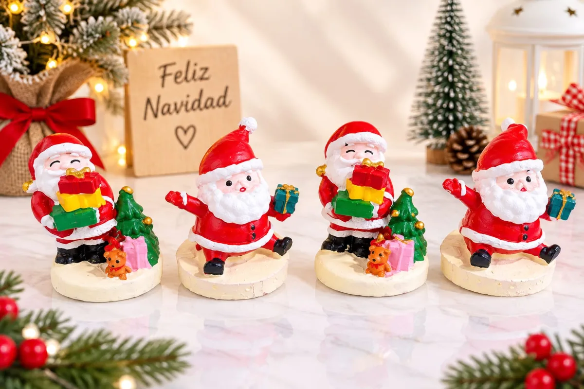 Figura de Papá Noel de Pie con Árbol y Regalos