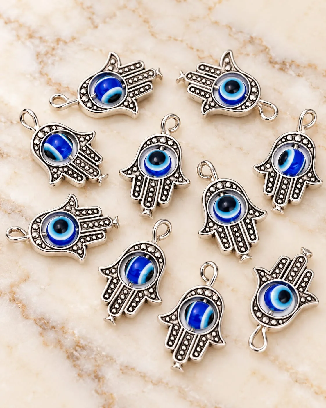 Dije Mano de Fátima con Ojo Turco Azul