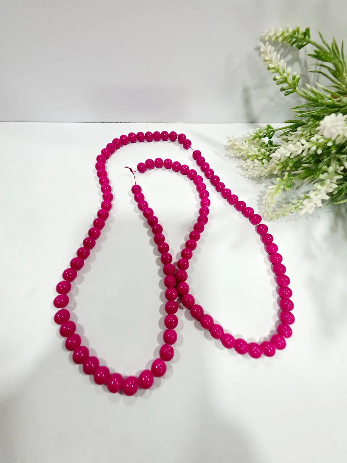 Cuentas de Perlas de Vidrio Fucsia 8mm