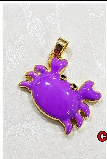 Colgante de Rodio - Cangrejo esmalte morado
