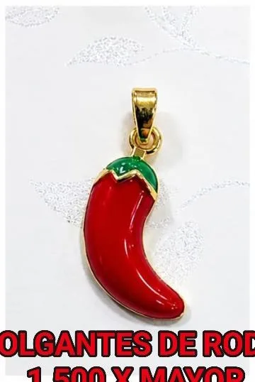 Colgante de Rodio - Aji/chile rojo esmaltado