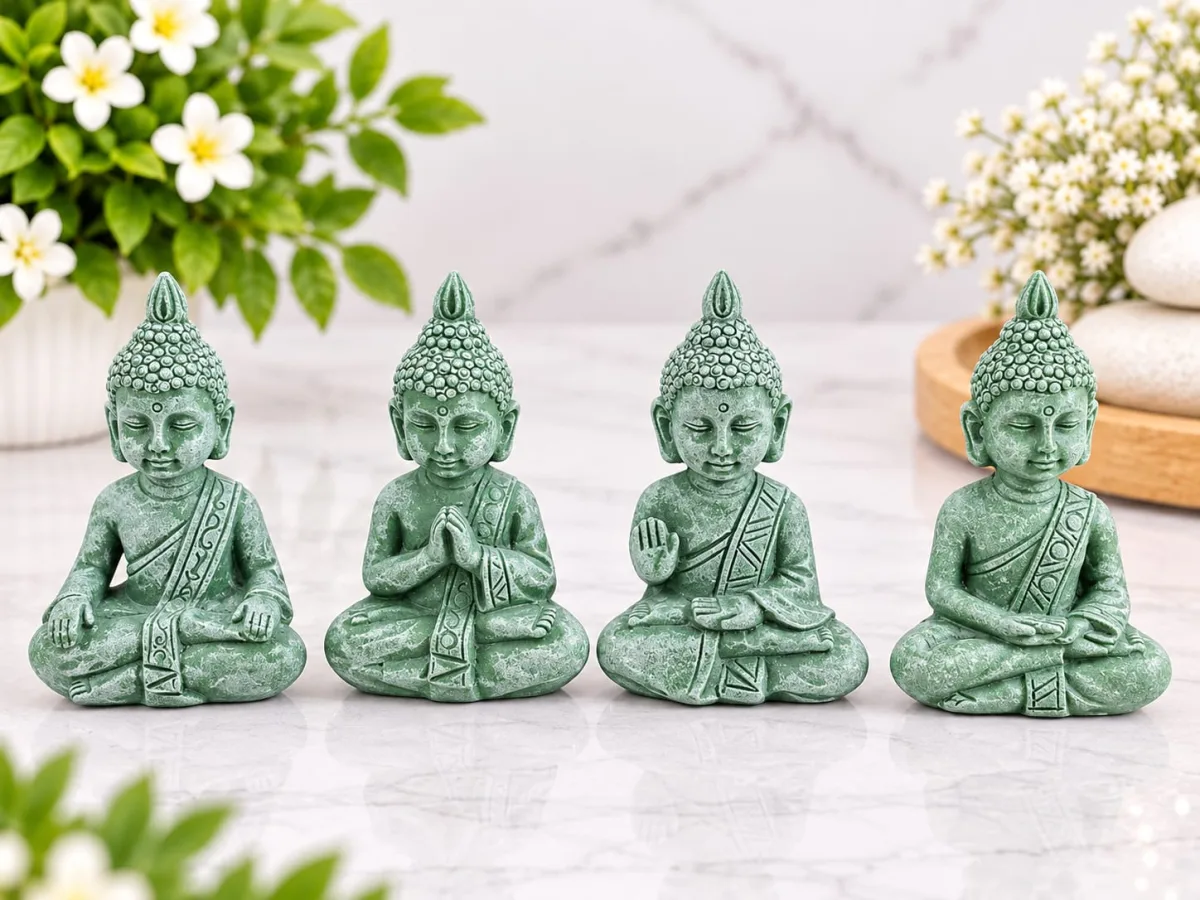 Figura de Buda Verde Piedra Sentado