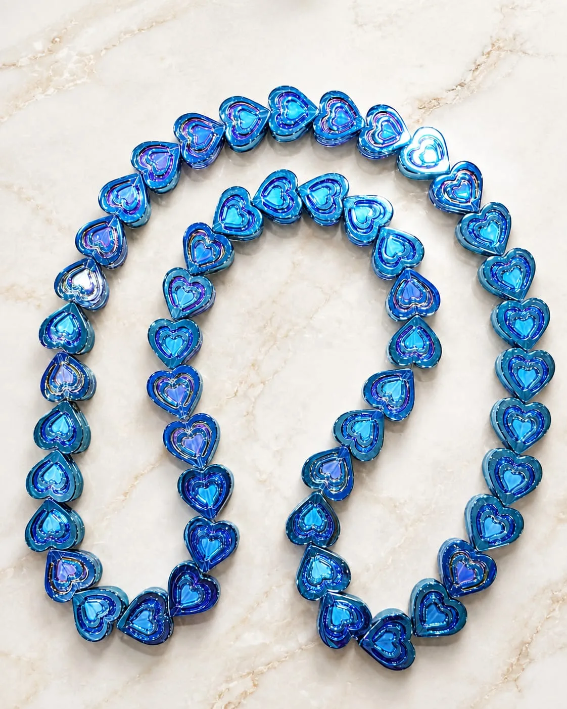Cuenta de Vidrio Forma de Corazón Color Azul