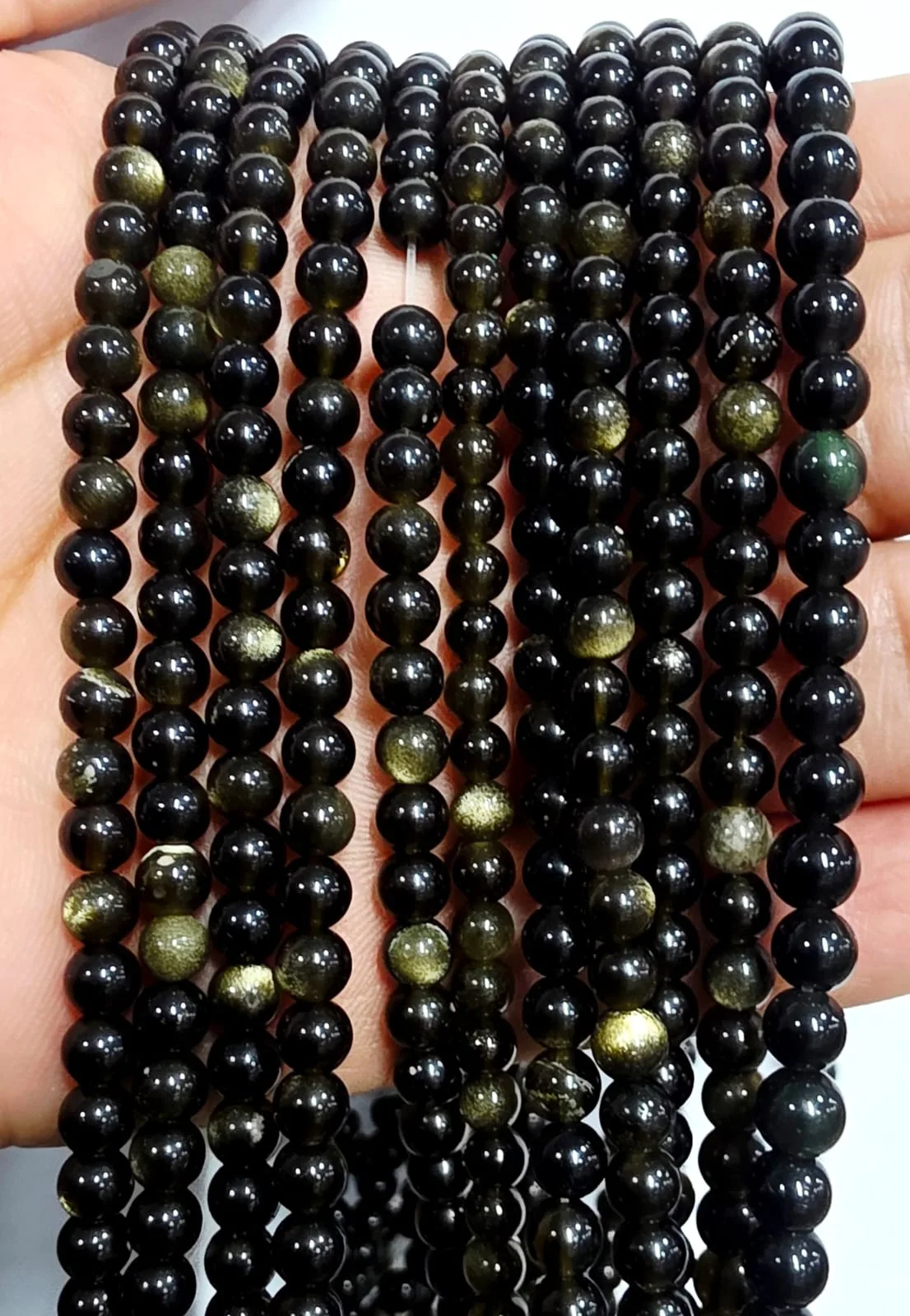 Tira de piedras de Obsidiana Dorada N°4