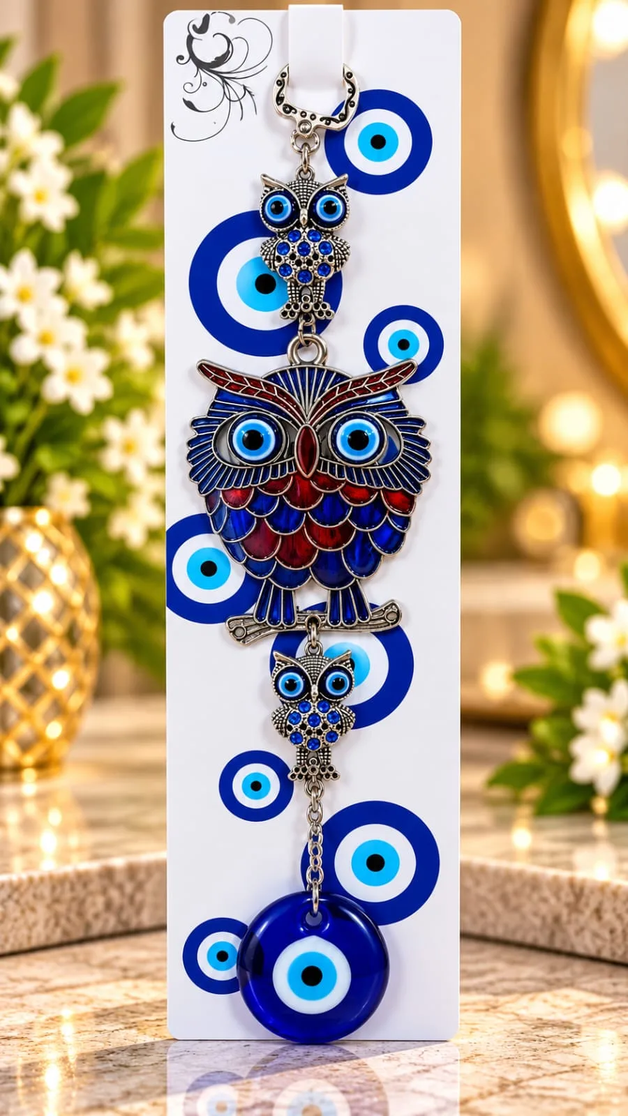 Colgante Búho Esmaltado con Ojo Turco