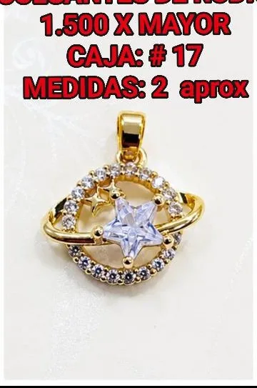 Colgante de Rodio - Planeta/estrella piedra clara/blanca