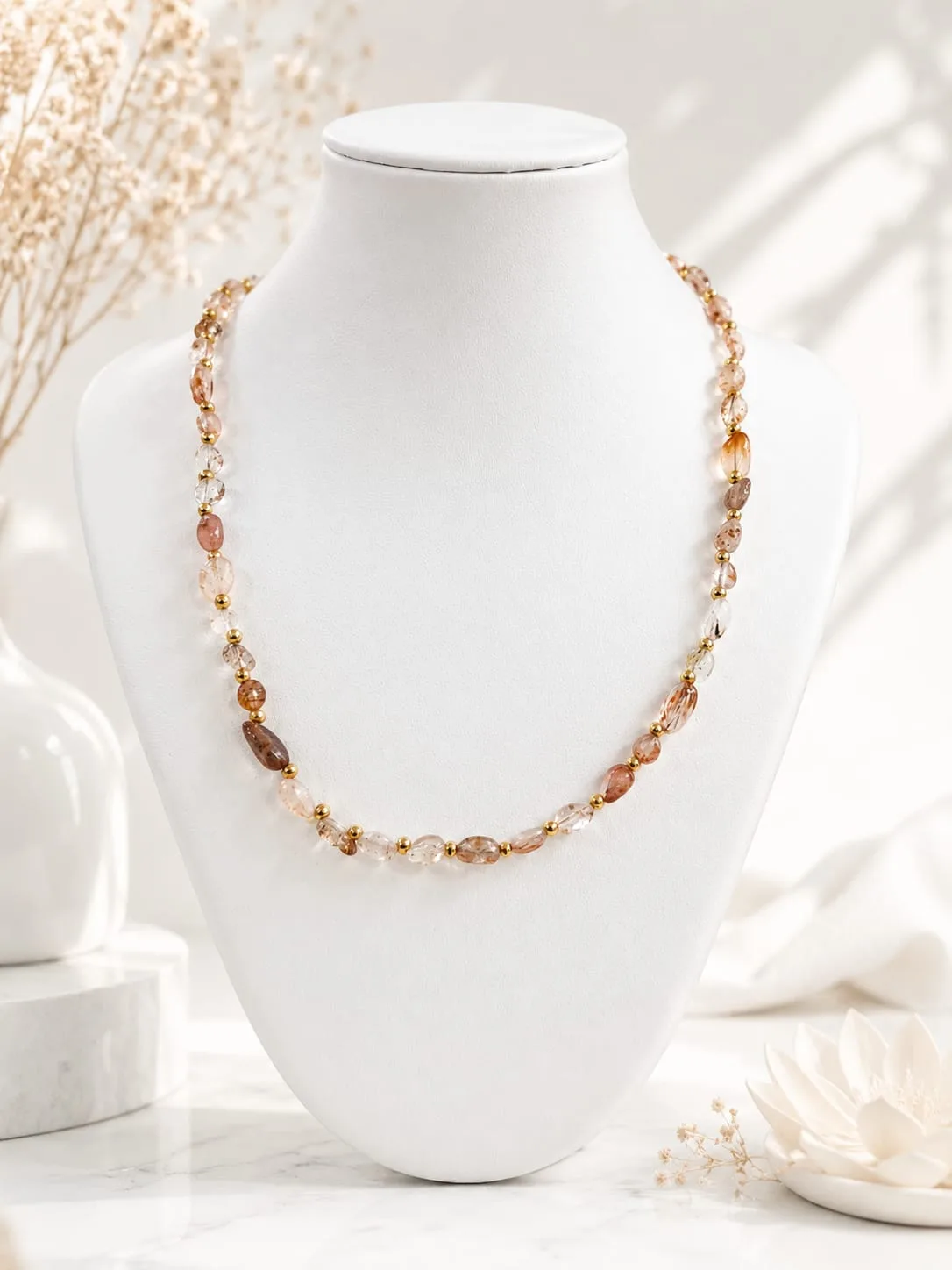 Collar de Piedra del Sol en Trozos Irregulares con Dorado