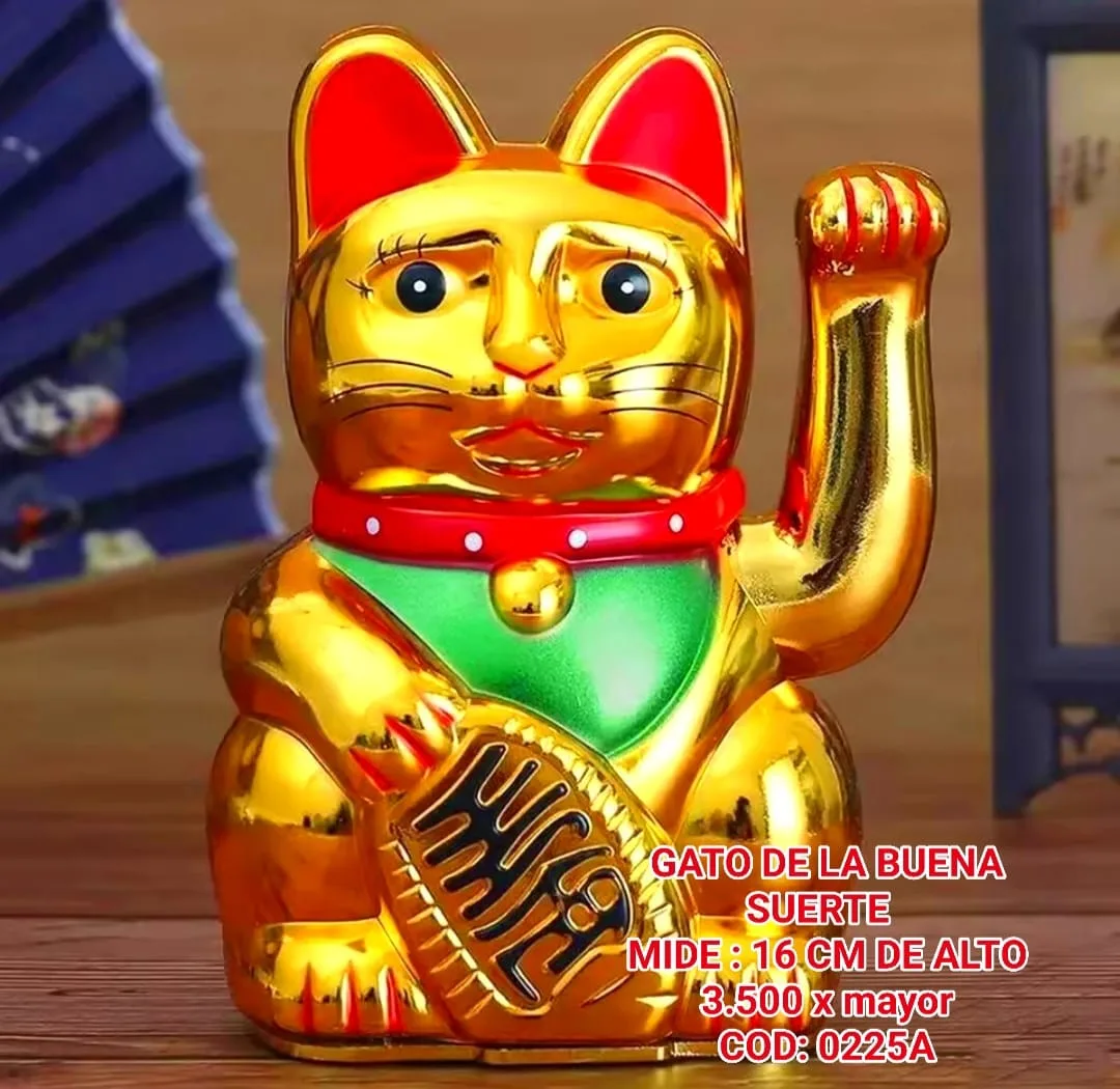 Estatua Gato de la Buena Suerte Dorado