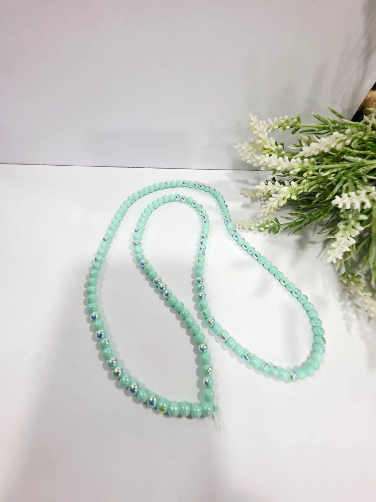 Cuentas de Perlas de Vidrio Tornasol Menta 6mm