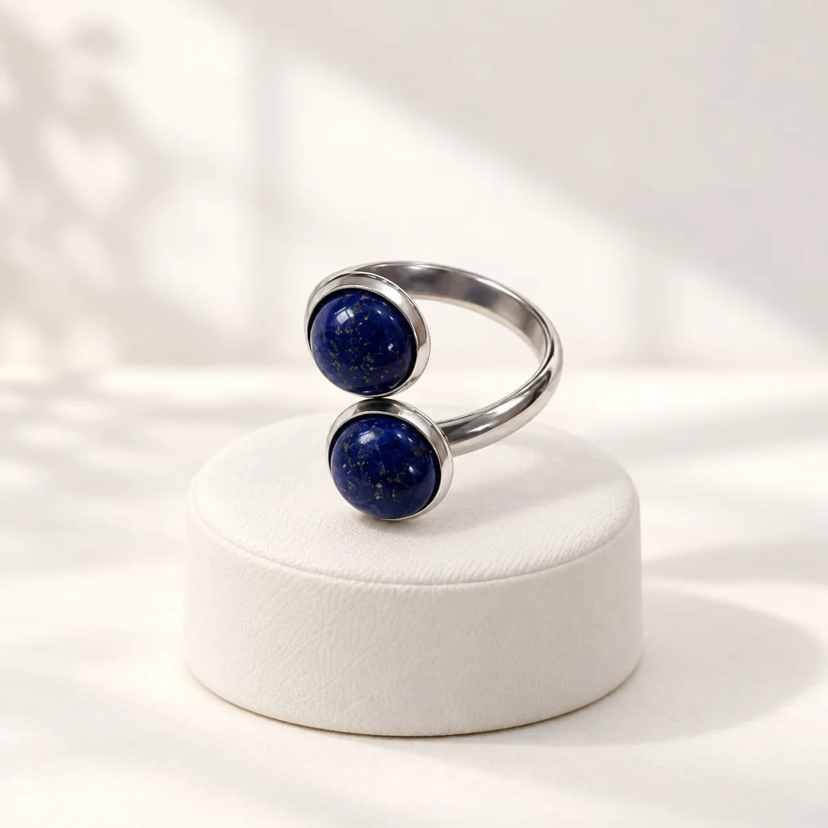 Anillo Ajustable de Acero Quirúrgico Lapislázuli