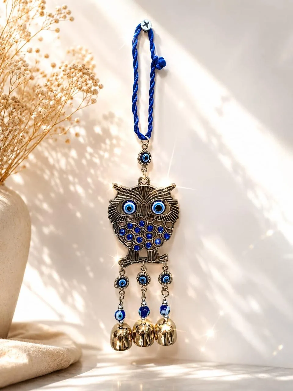 Colgante de Ojo Turco Búho con Campanas