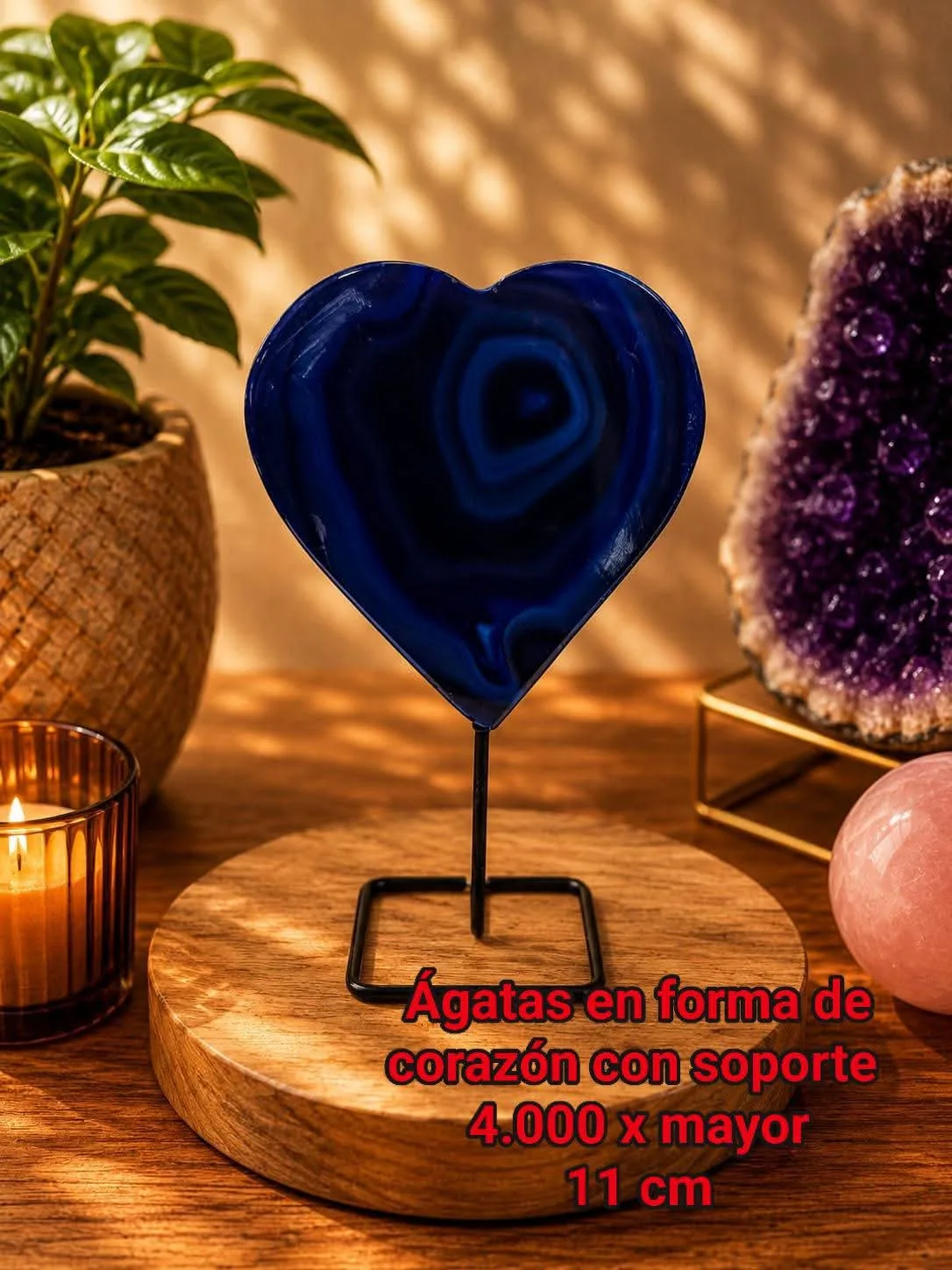 Ágatas en forma de corazón con soporte
