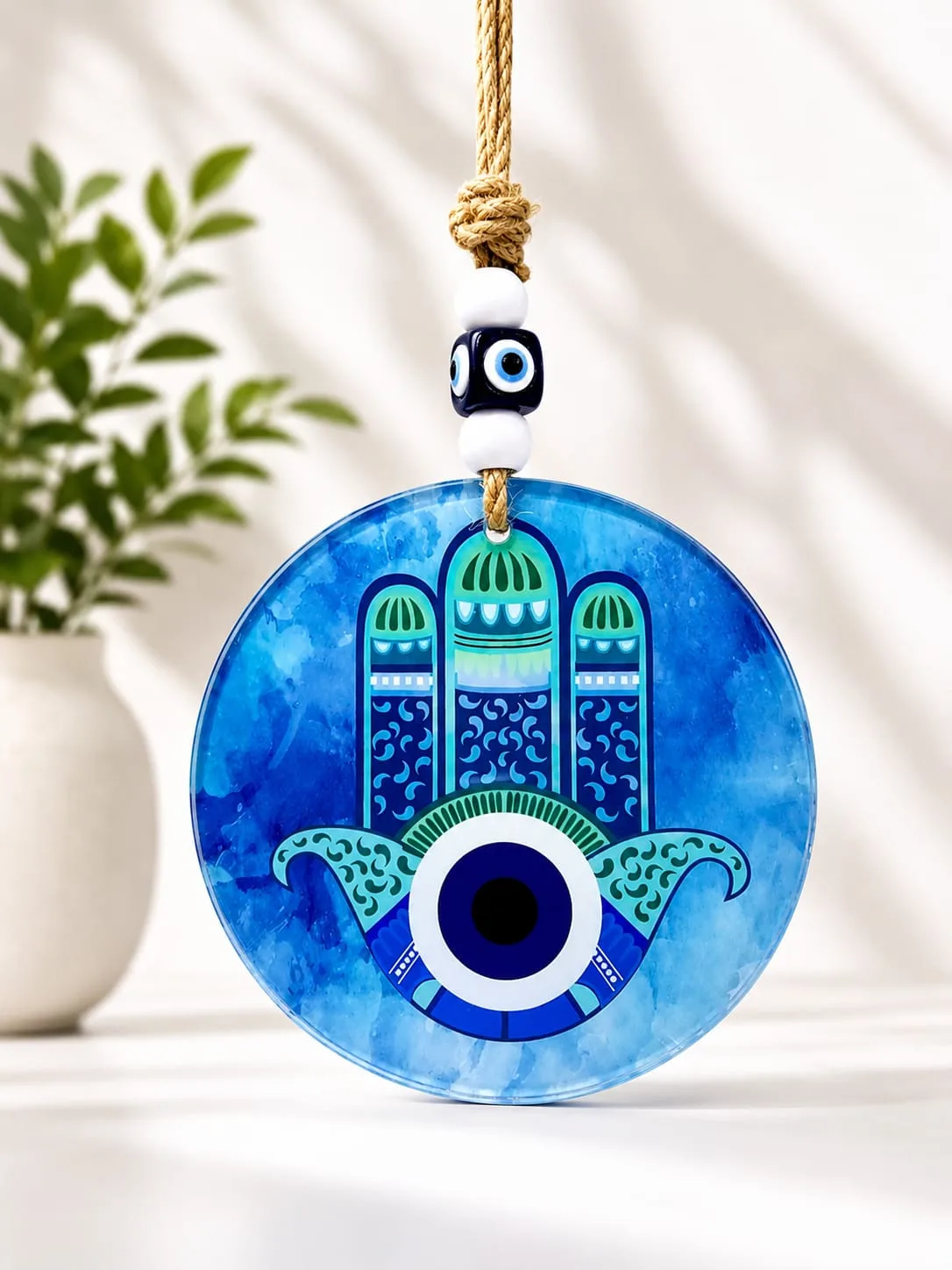 Colgante Ojo Turco - Mano de Hamsa Turquesa
