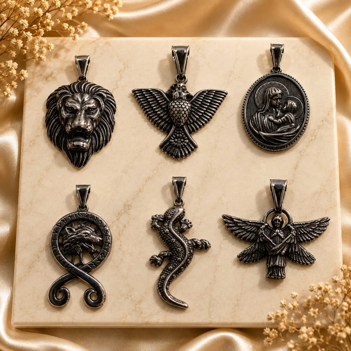 Set de Dijes de Acero Envejecido