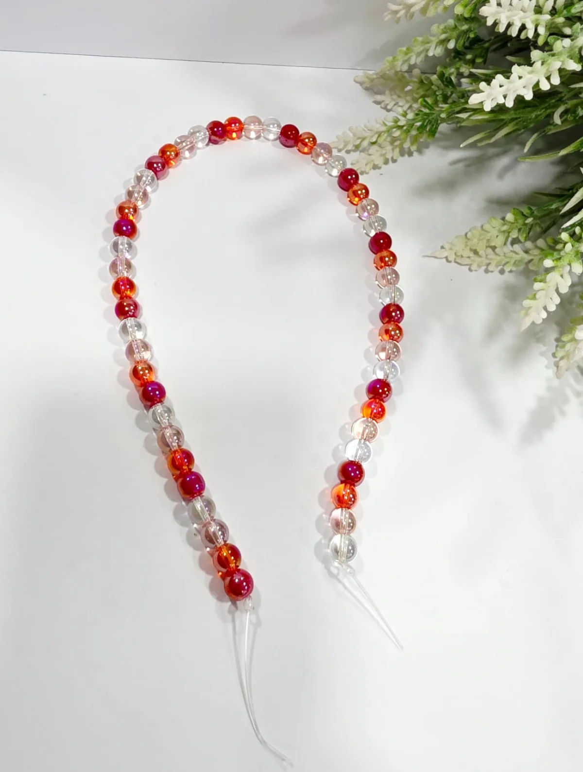 Collar de Perlas de Vidrio Multicolor Malva 8mm