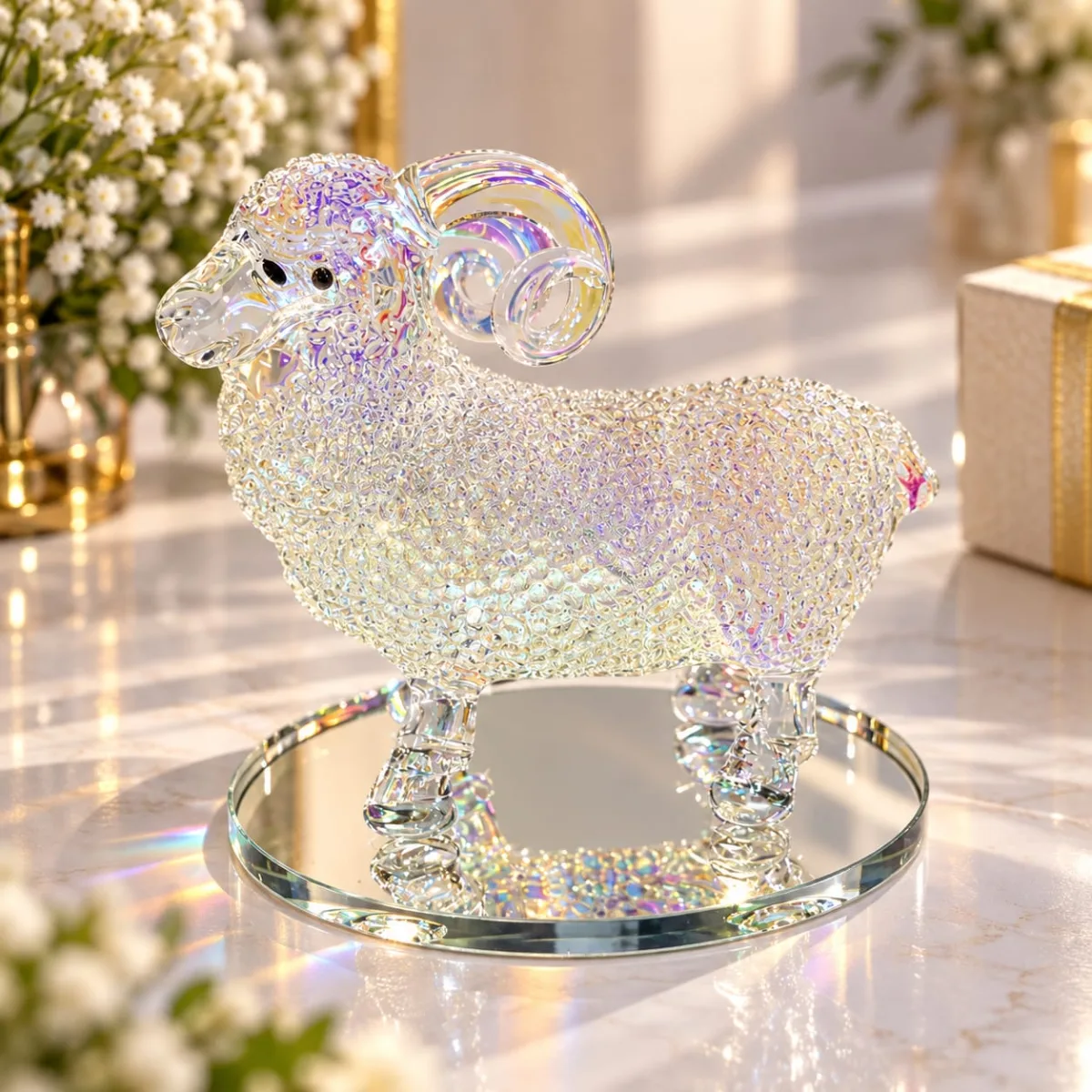 Figura de Cristal de Cordero (Iridiscente)