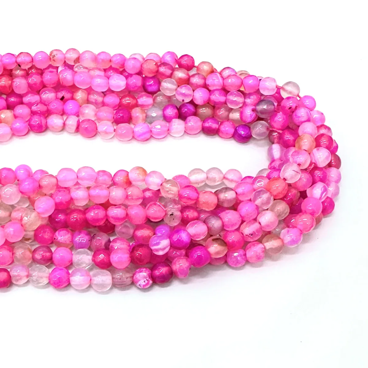 Tira de piedras de ágata fucsia facetada N°6