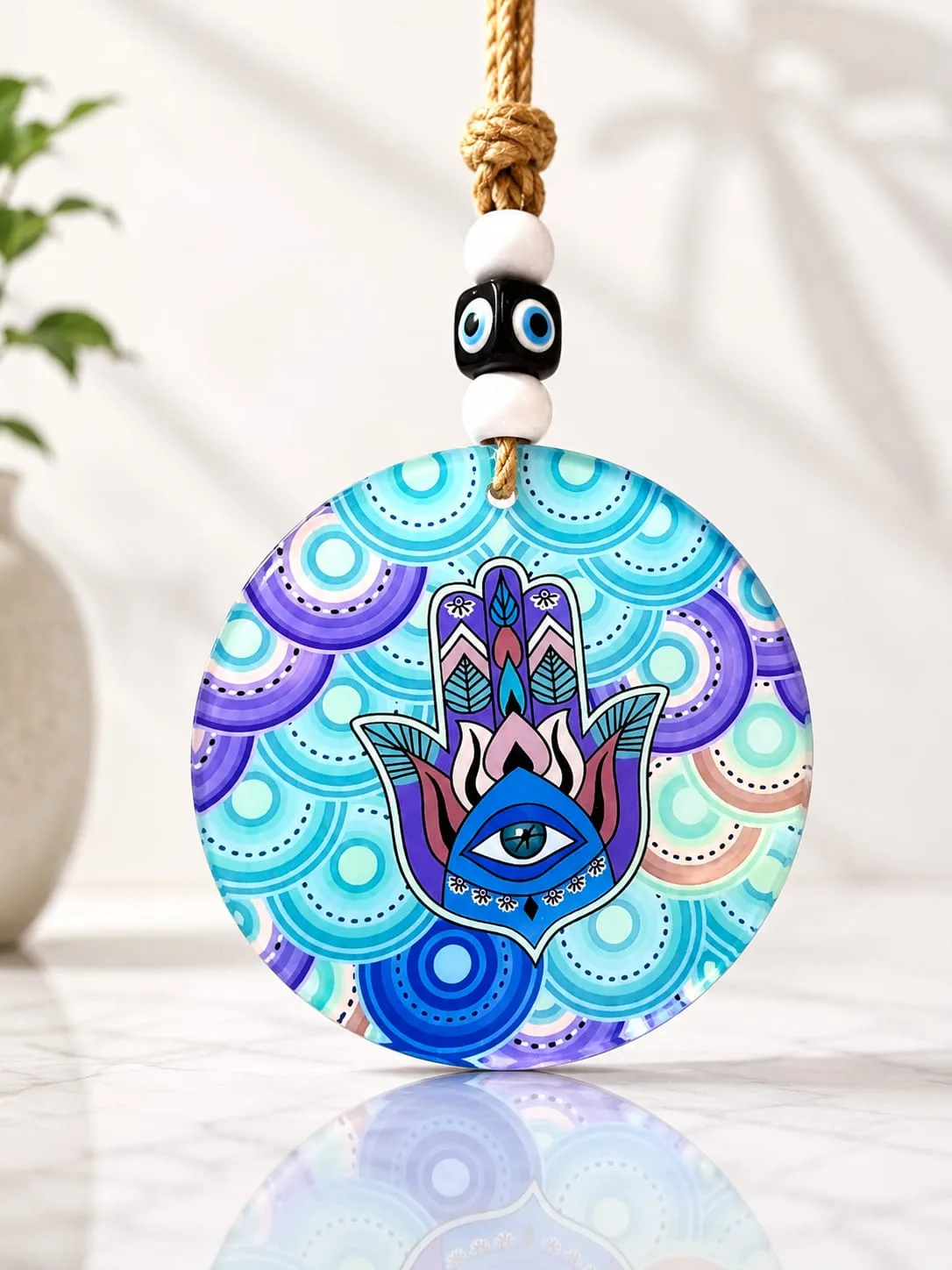 Colgante Ojo Turco - Mano de Hamsa Círculos