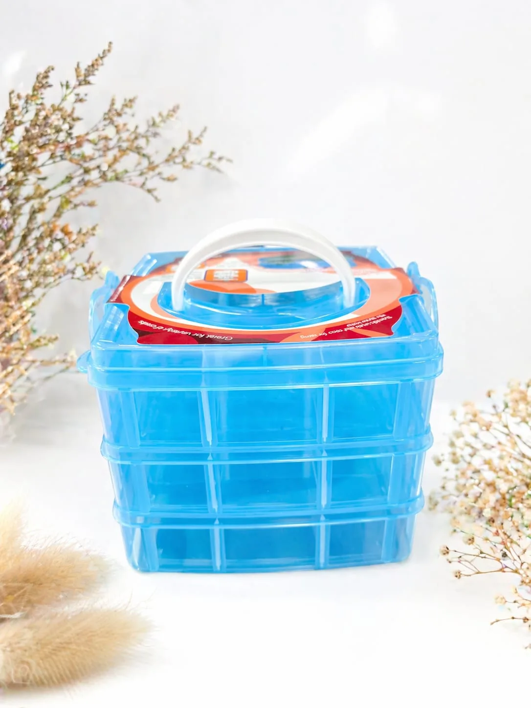 Caja Organizadora de 3 Capas para Manualidades y Accesorios - Azul