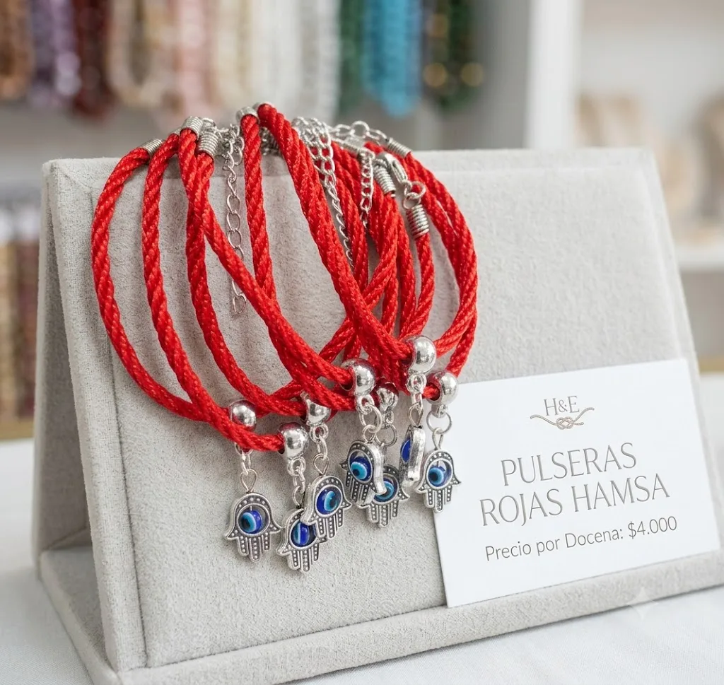 Pack 12 Pulsera Protectora de Cordón Rojo Trenzada con Dije Colgante de Mano de Hamsa y Ojo Turco Azul