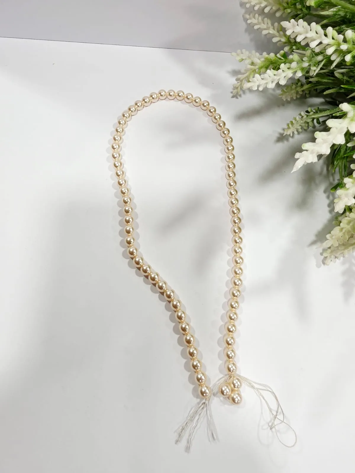 Collar de Perlas de Vidrio Champán Claro (Precio Pendiente)
