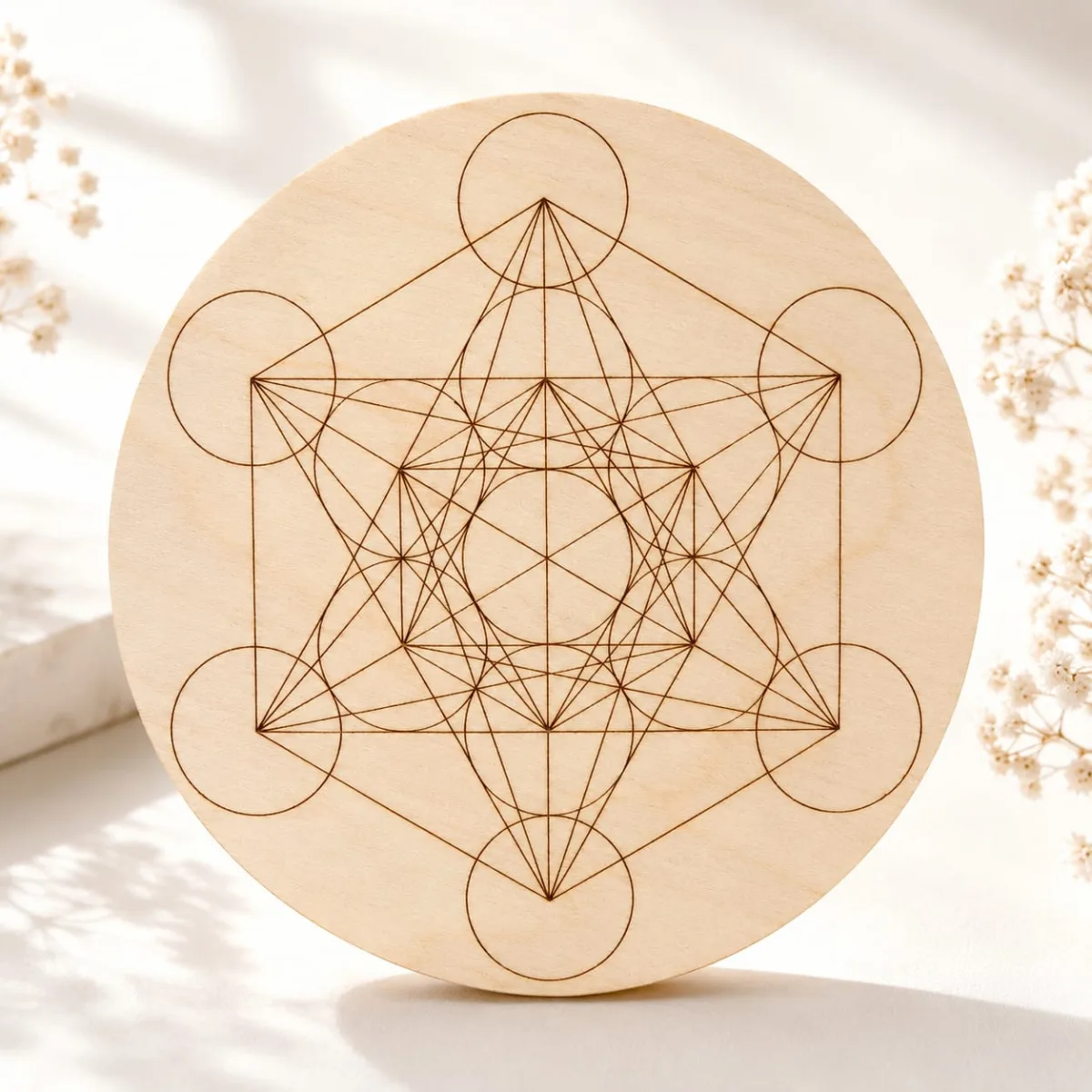 Panel de Madera Cubo de Metatrón Lineal