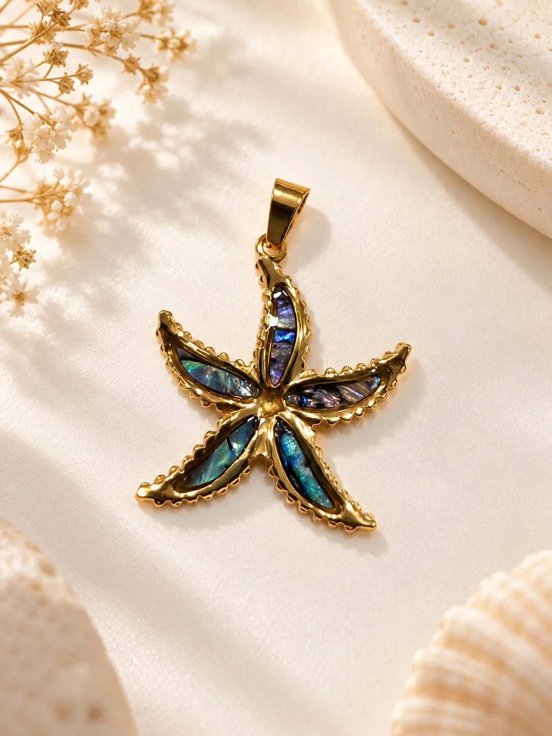 Dije de Acero Estrella de Mar con Avalón Dorada