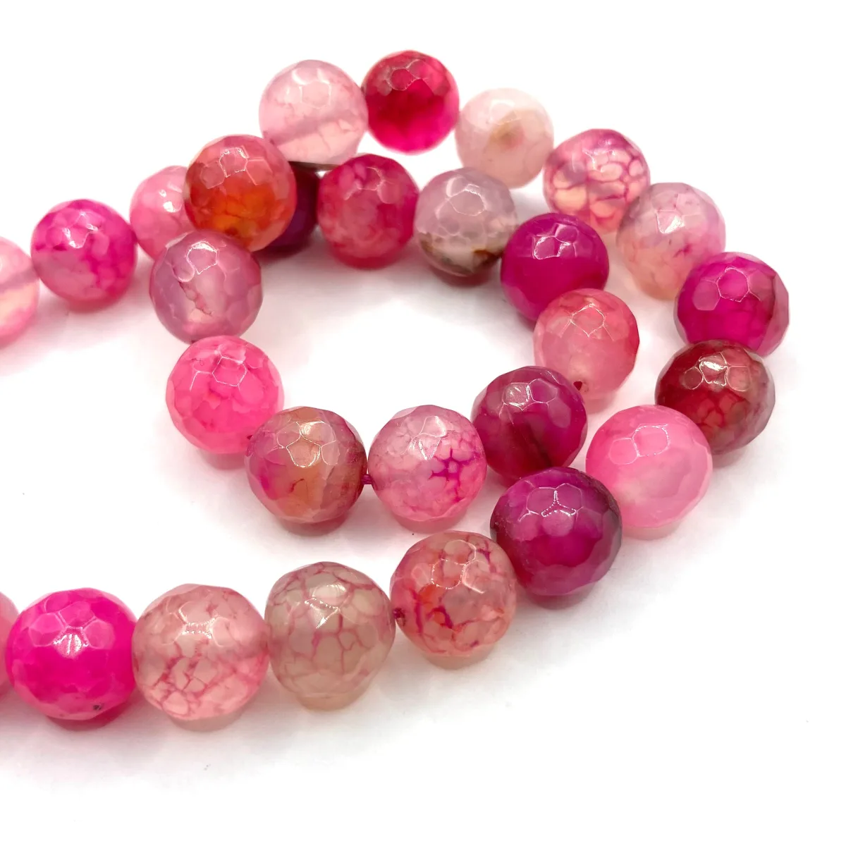 Tira de piedras de ágata fucsia N°8