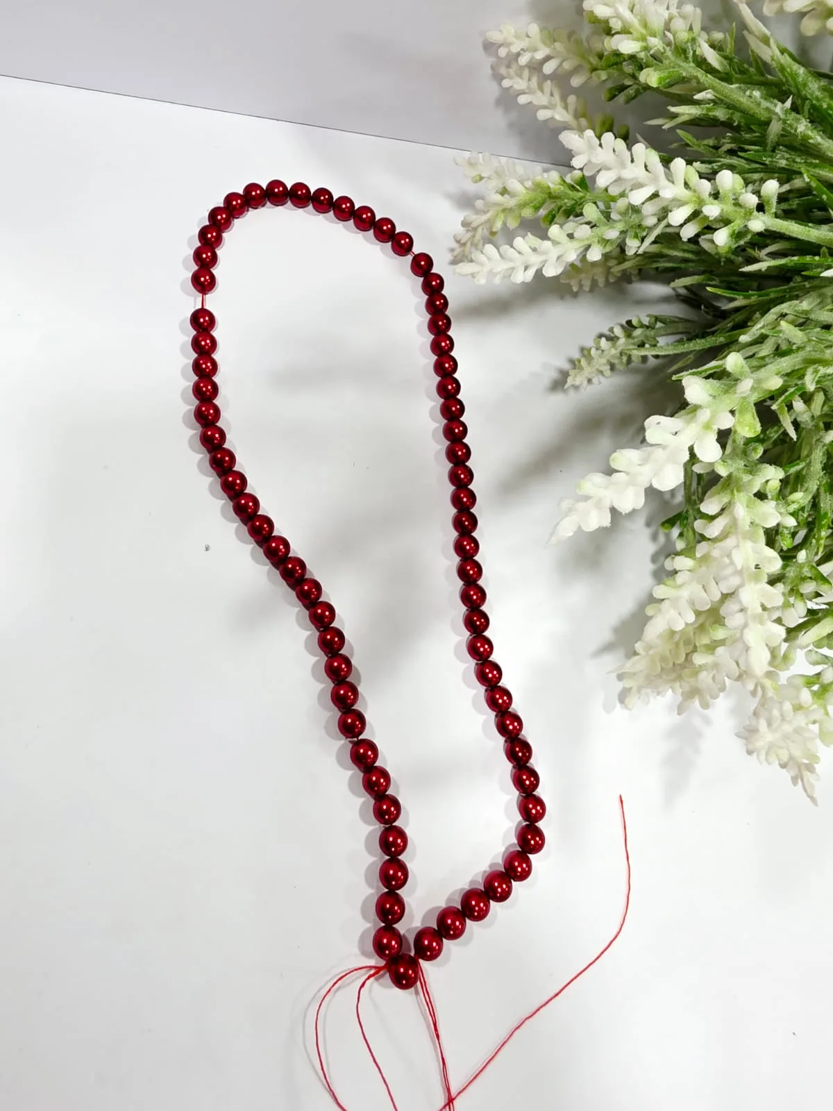 Collar de Perlas de Vidrio Rojo Vino (Precio Pendiente)