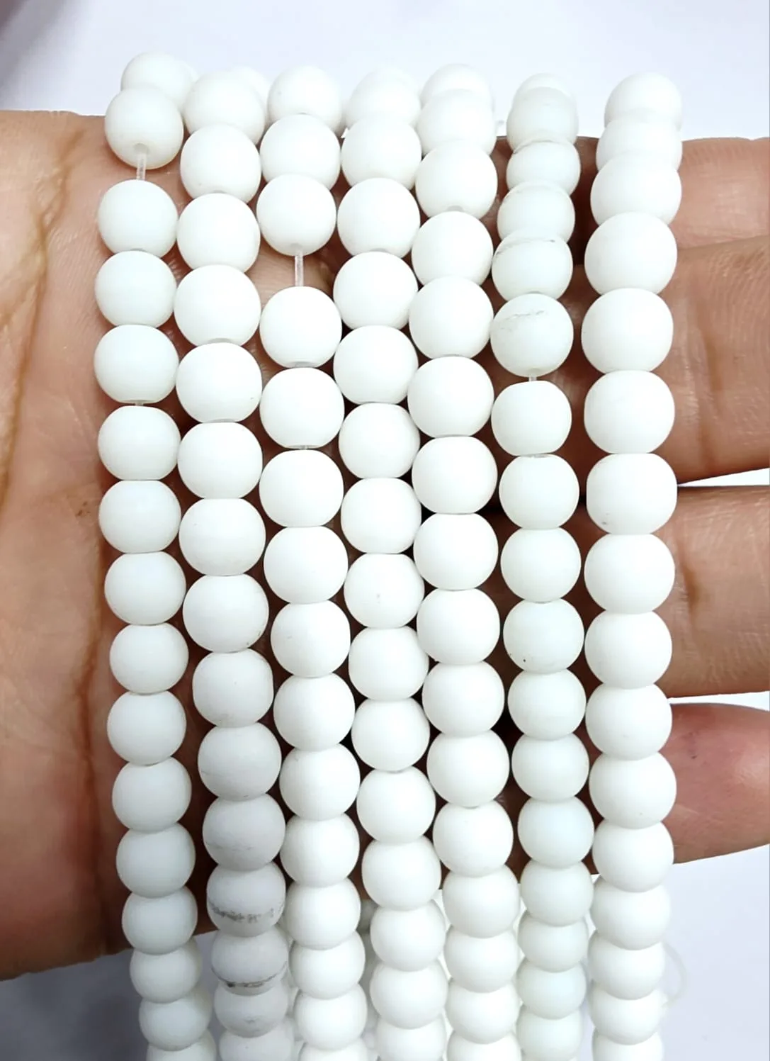 Tira de piedras de Onix Blanco Opaco N°6