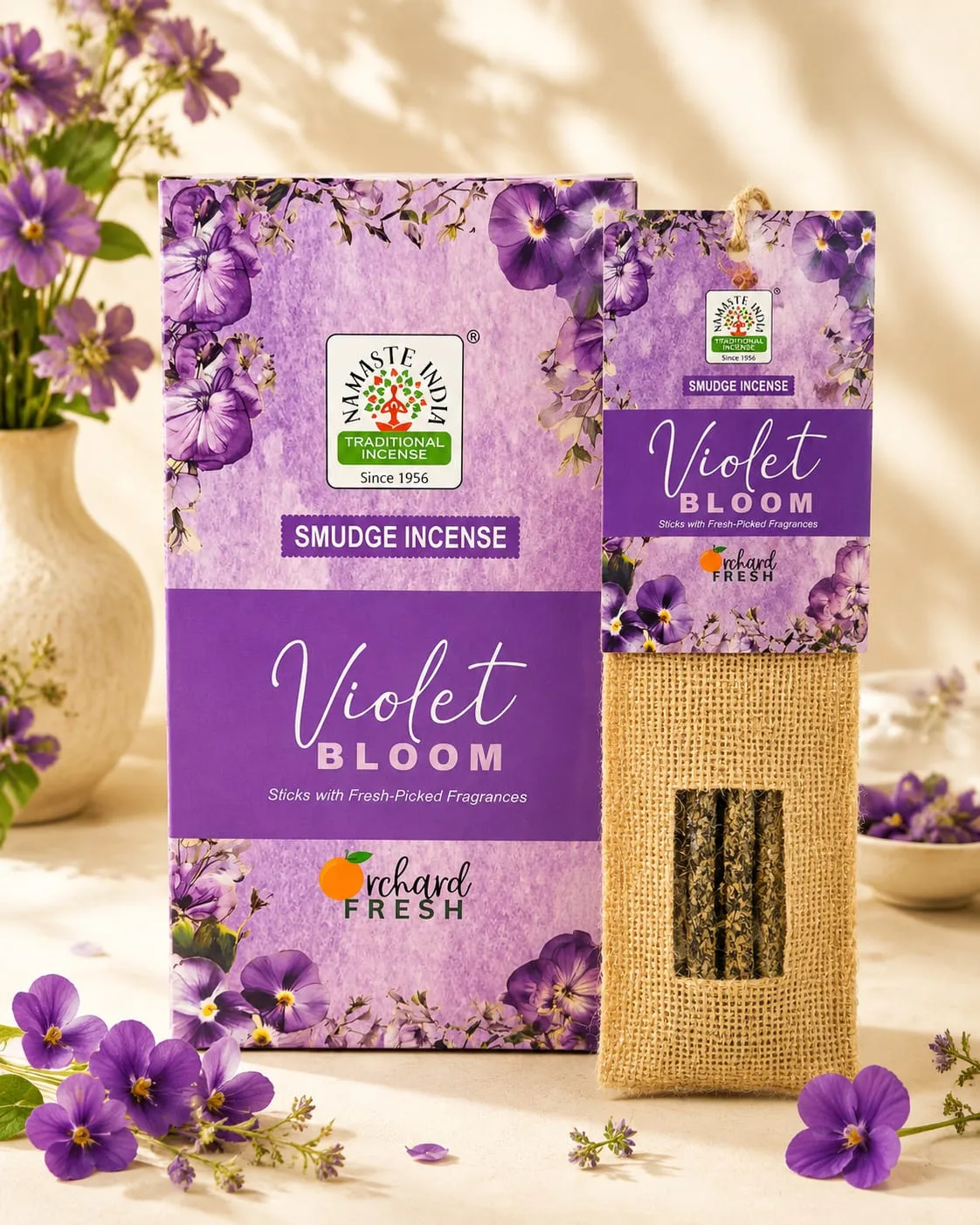 Incienso Namaste India Smudge Violet Bloom (Violeta)