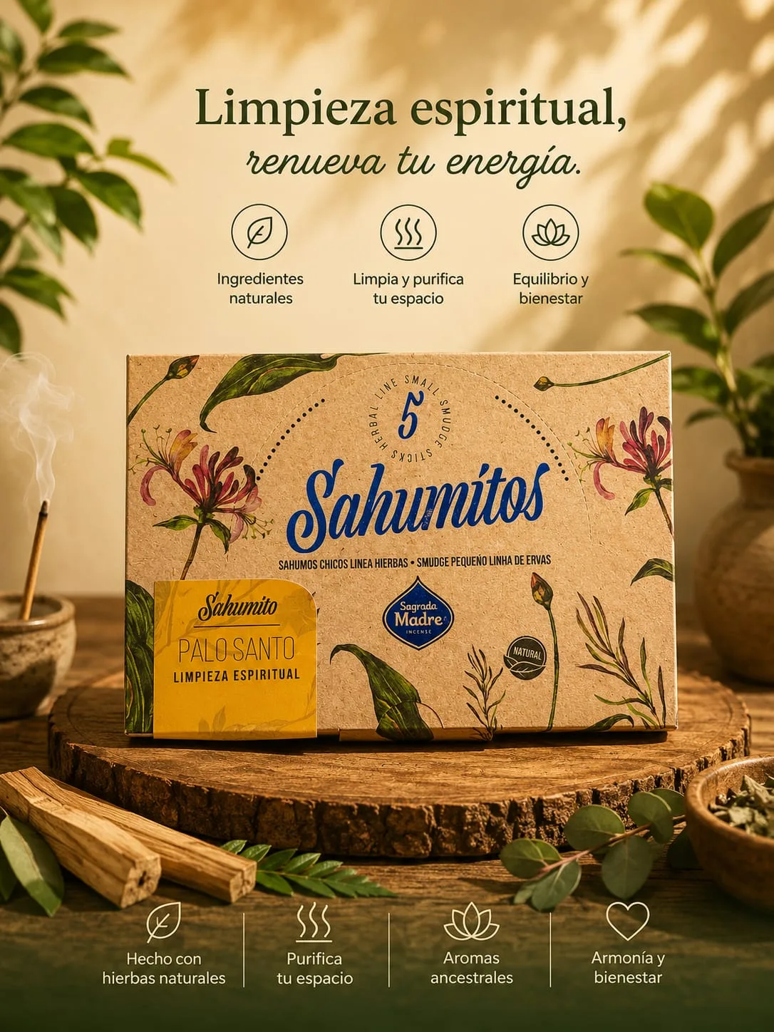 Sahumitos Sagrada Madre X5 - Palo Santo