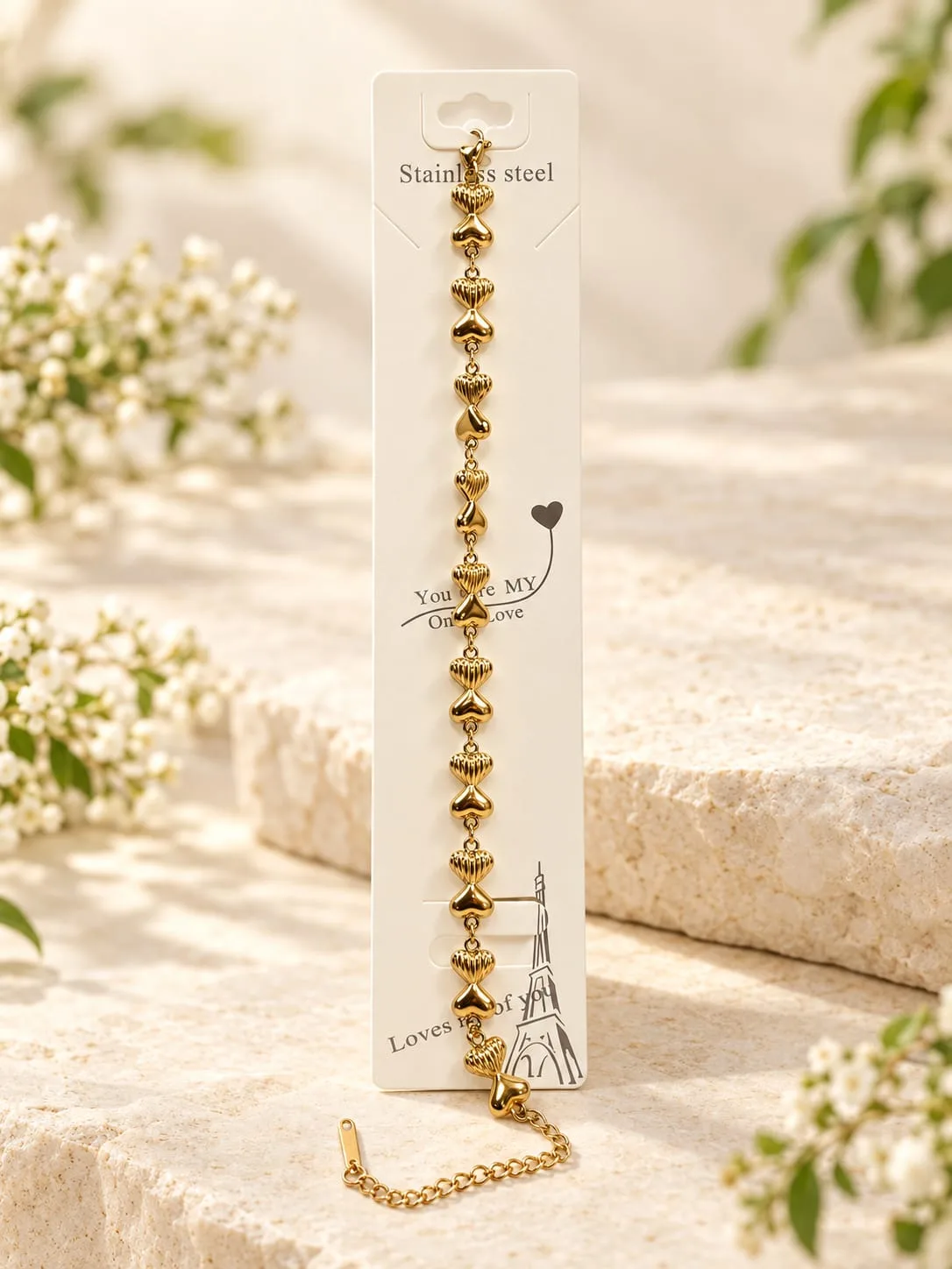 Pulsera de Acero Dorada Rombos Dorados