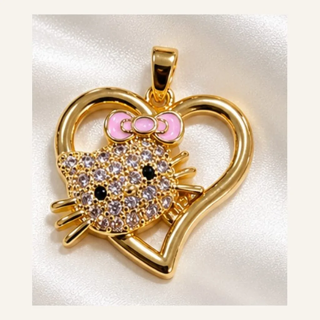 Dije de Acero Gatita en Corazón (Hello Kitty)