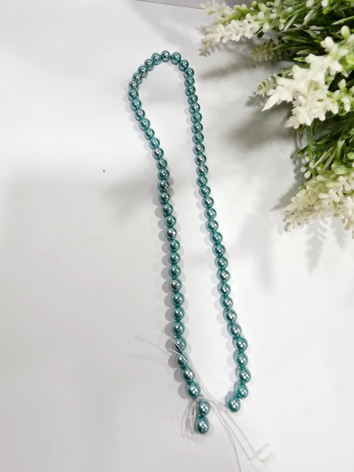 Collar de Perlas de Vidrio Verde Azulado (Precio Pendiente)