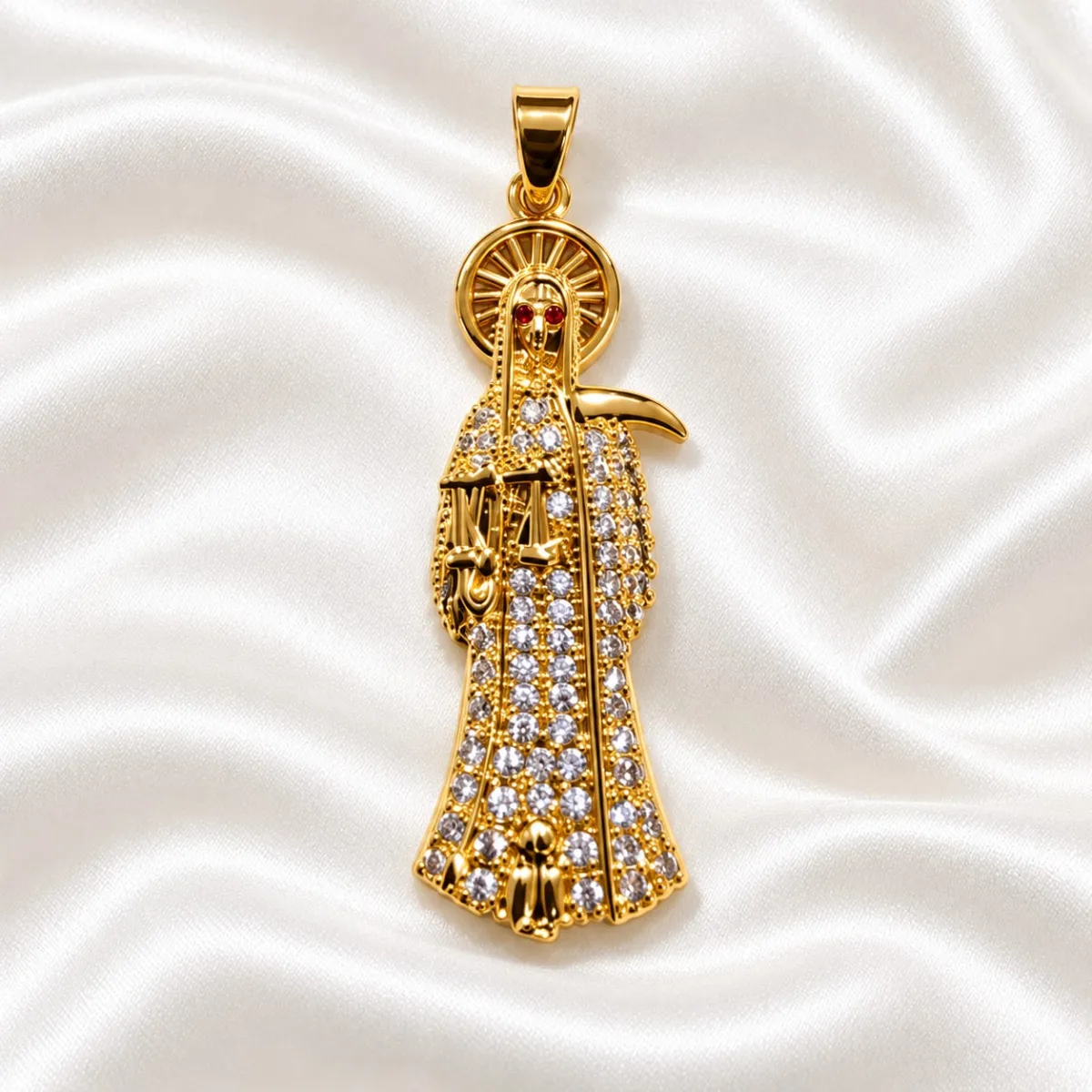 Dije de Acero Santa Muerte Dorada