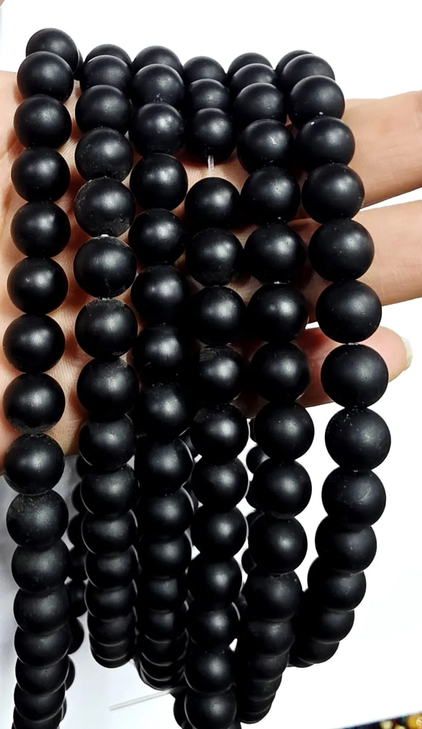 Tira de piedras de Onix Negro Opaco N°10
