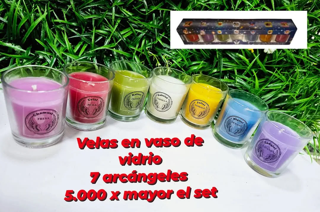 Velas en Vaso de Vidrio - 7 Arcángeles