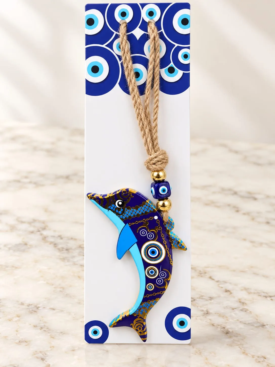 Colgante Delfín Azul y Dorado Ornamentado